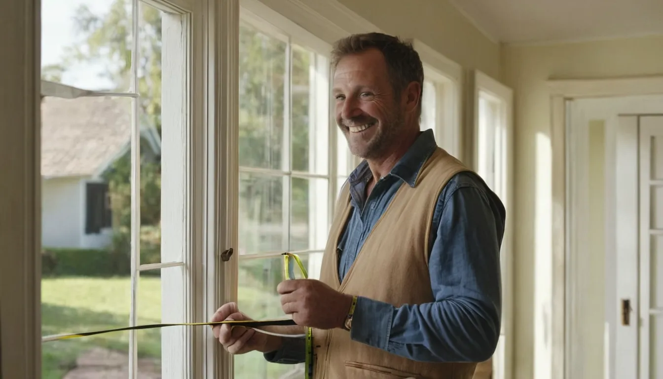 A local provider measuring a window opening on a home in the Wixom area