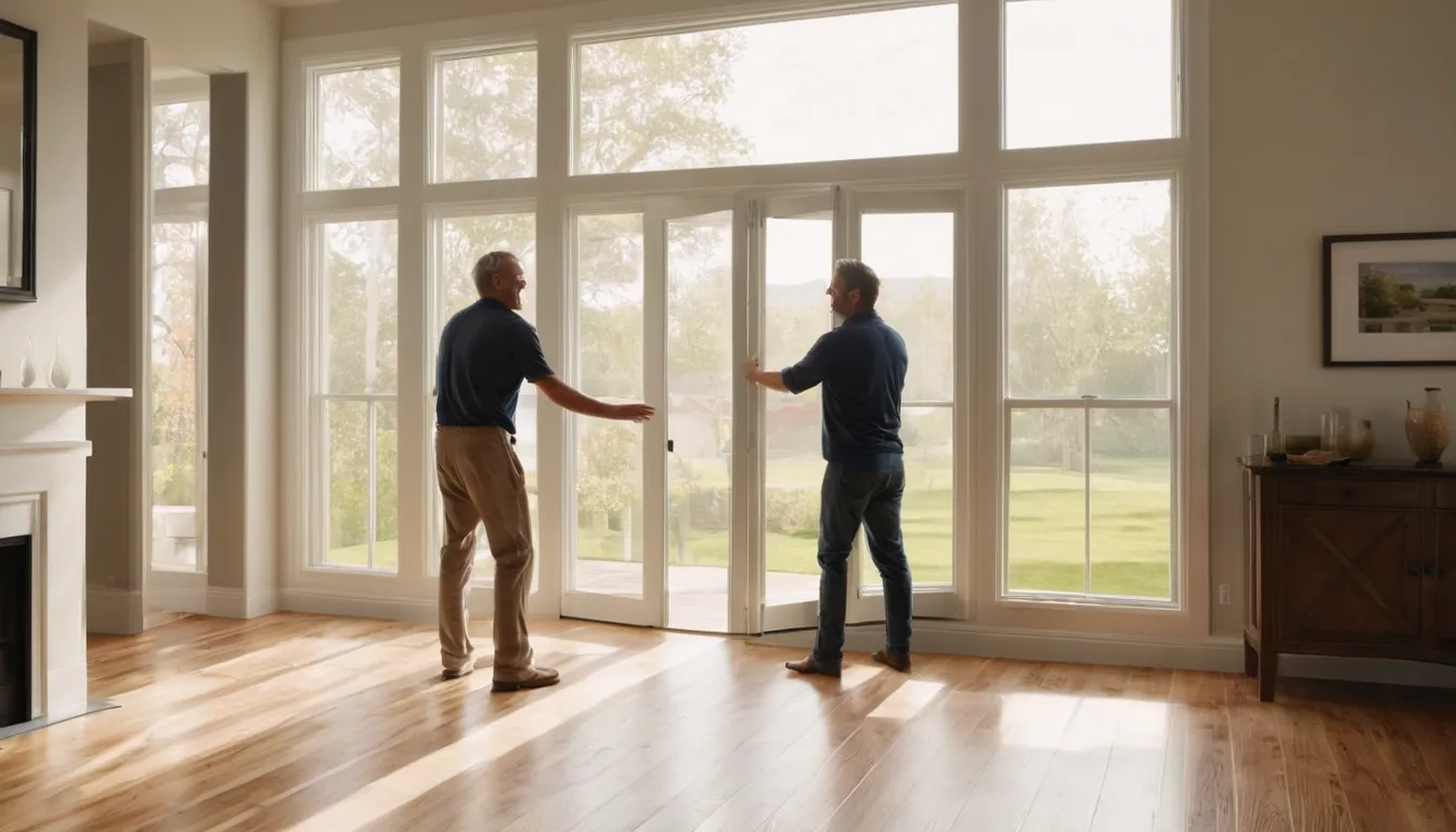 A homeowner in Wixom looking at new energy efficient windows with a friendly local provider